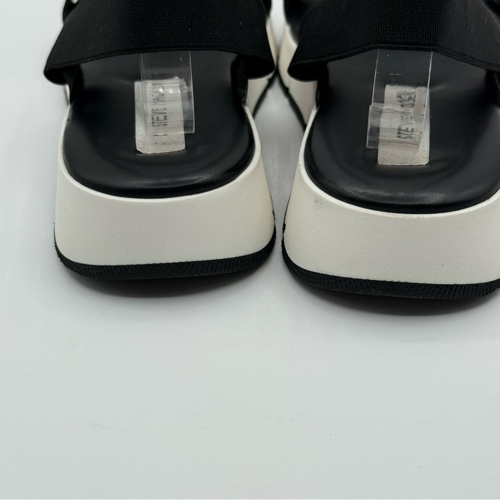 Steve Madden Gavia Elastic Strap Platform Sandals Black/White Women’s 10 - Picture 10 of 12